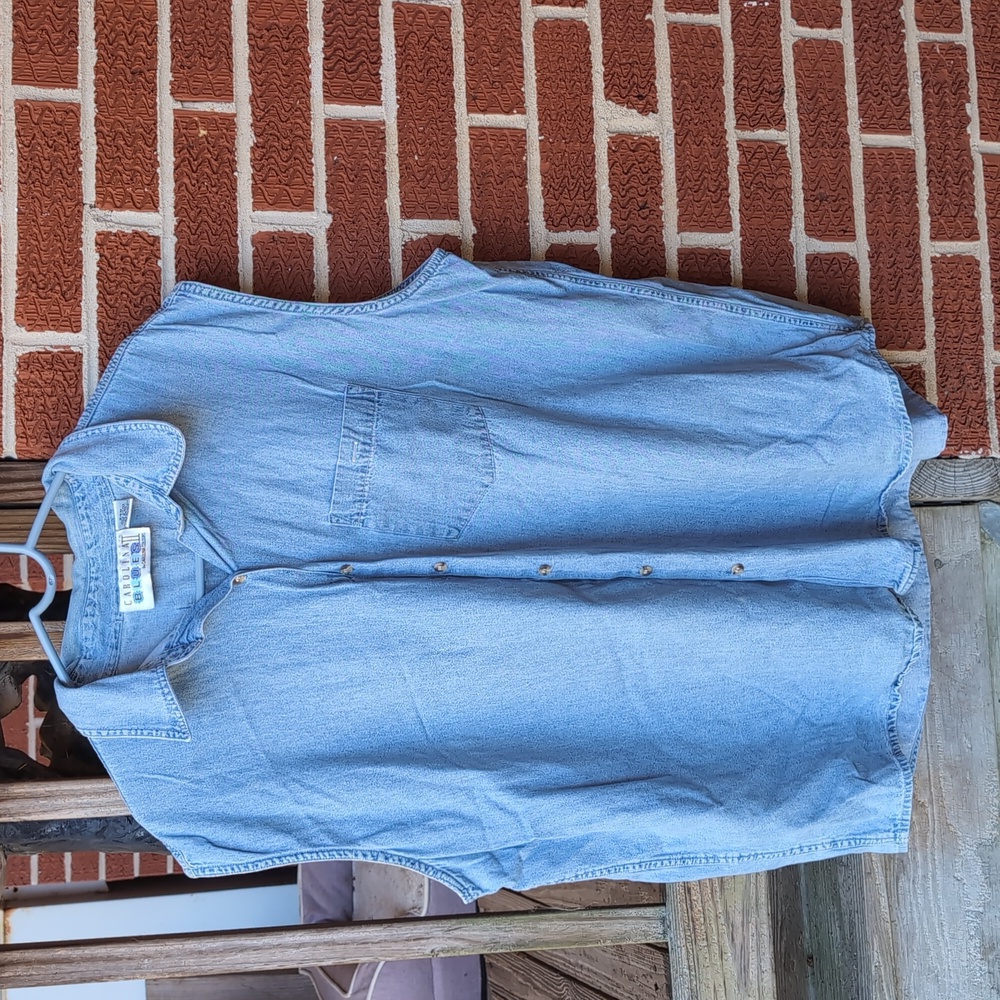 Carolina Blues Vintage Sleeveless Denim Button-Up Shirt 24W